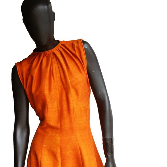 Burnt Orange  Two-piece Dress & Capelet Brandon Maxwell -inspired combo. Size M - Picture 7 of 10